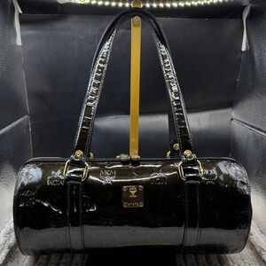 MCM Patent Leather Visetos Barrel Bag